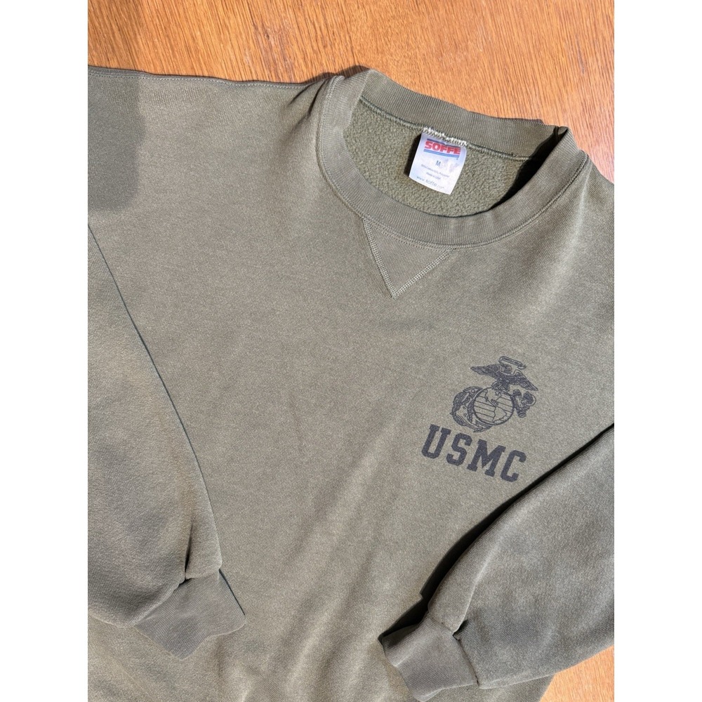Y2K‎ Soffe USMC Crewneck Sweatshirt Made USA Military Green Marines EGA M